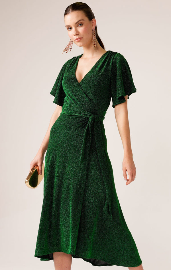 Vienna - Sacha Drake Emerald Stargaze Wrap Midi Dress