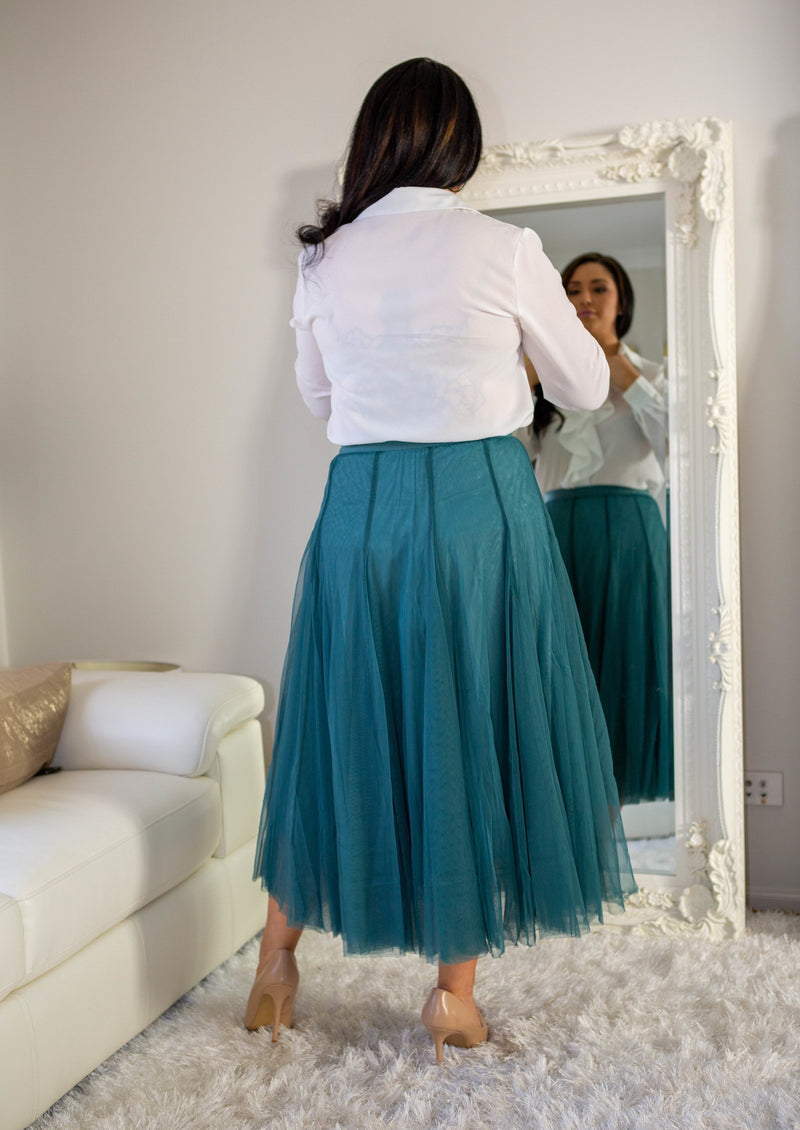 Ana Tulle Swing A- line Skirt -  Mint