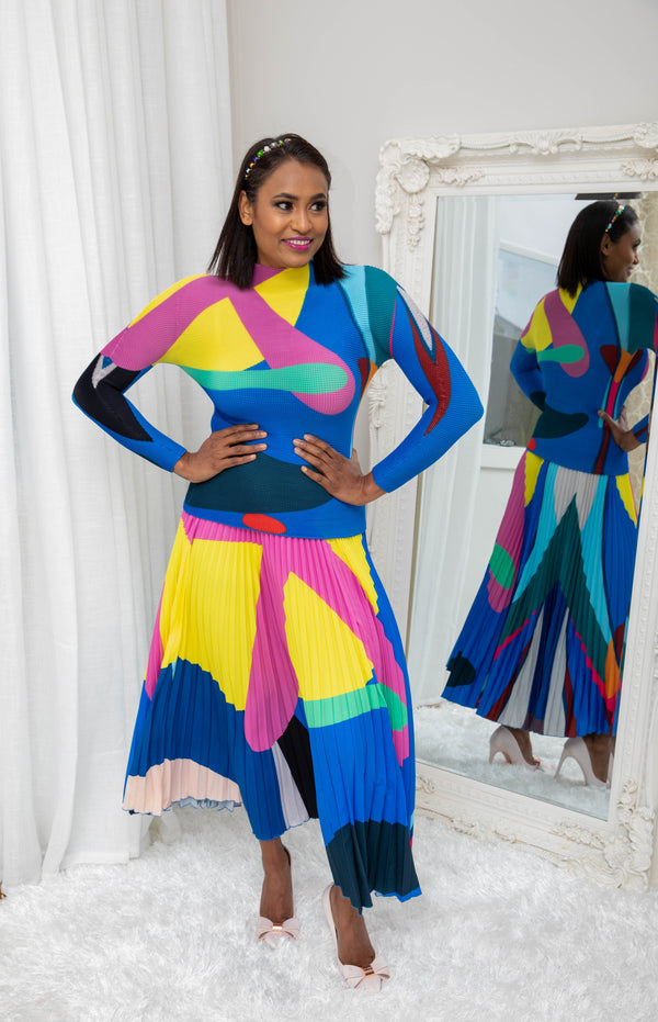 Abby Multicolored Pleated Set