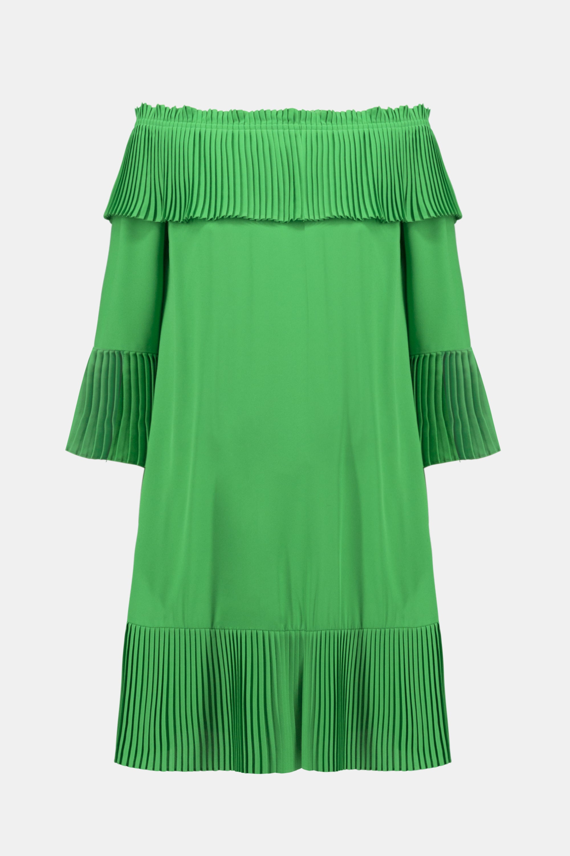 Joseph Ribkoff Georgette Island Green Off-the-Shoulder A-line Dress