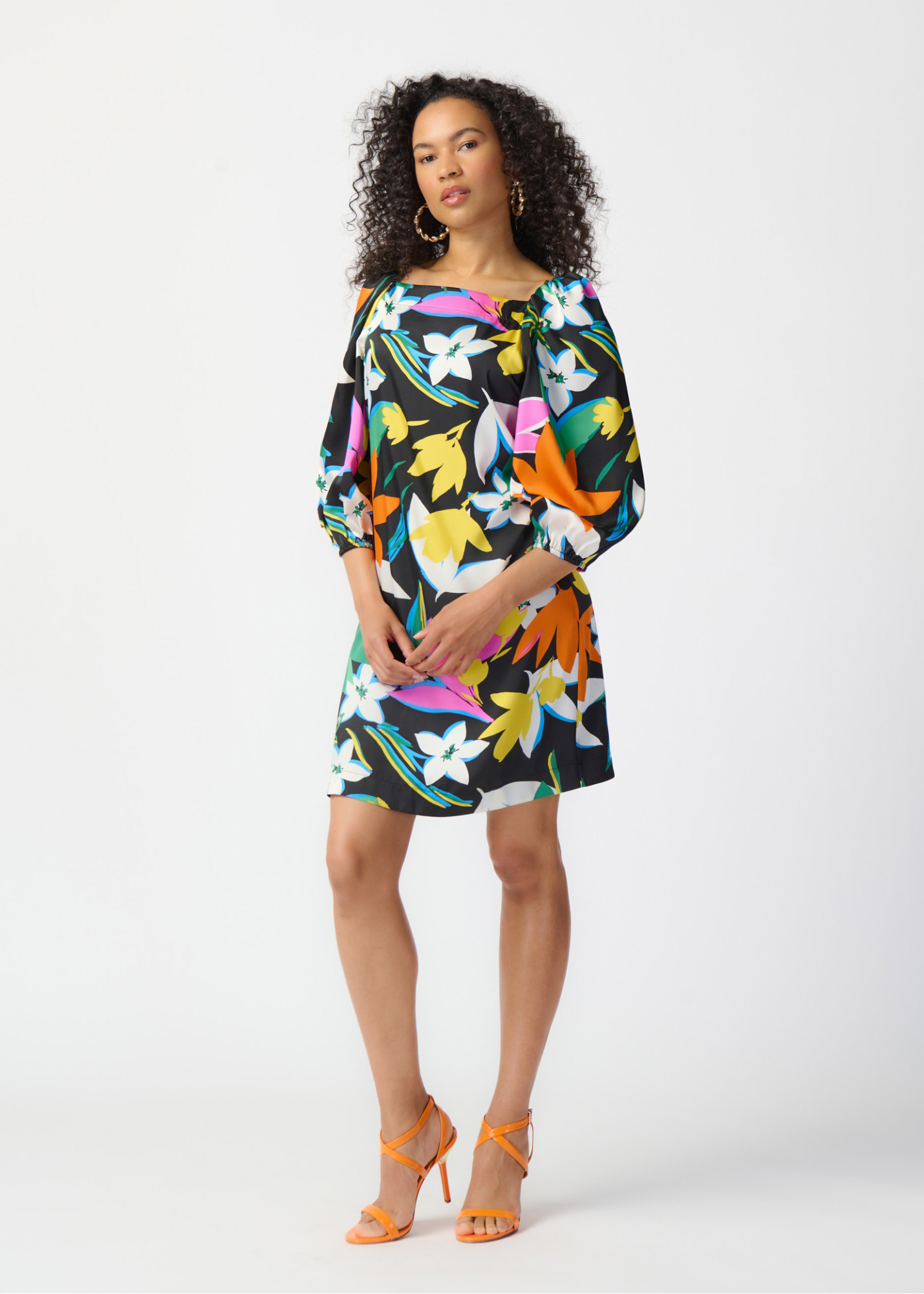 Mona - Joseph Ribkoff Floral Print Satin Dress