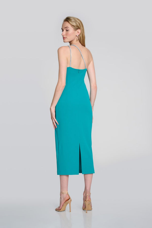 Mia - Joseph Ribkoff Scube Crepe One-Shoulder Sheath Dress in Ocean Blue