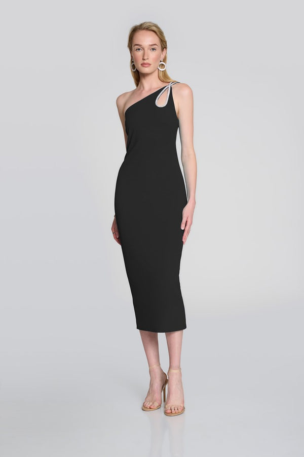 Maia - Joseph Ribkoff Scube Crepe One-Shoulder Sheath Dress in Black