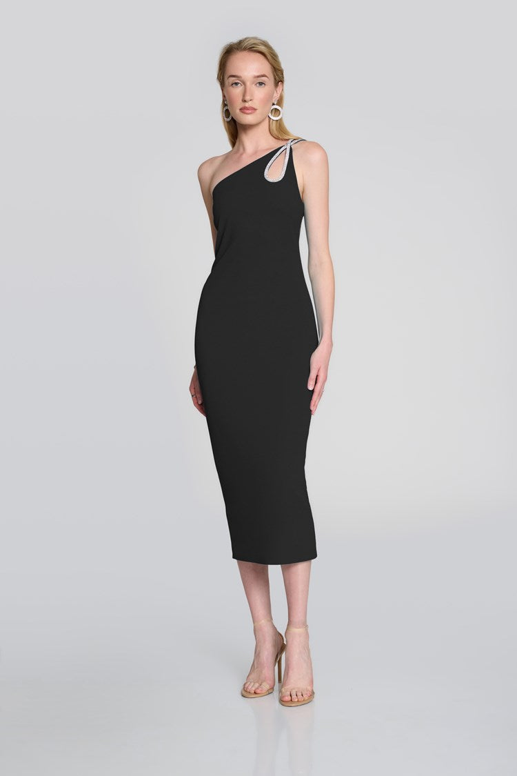 Maia - Joseph Ribkoff Scube Crepe One-Shoulder Sheath Dress in Black