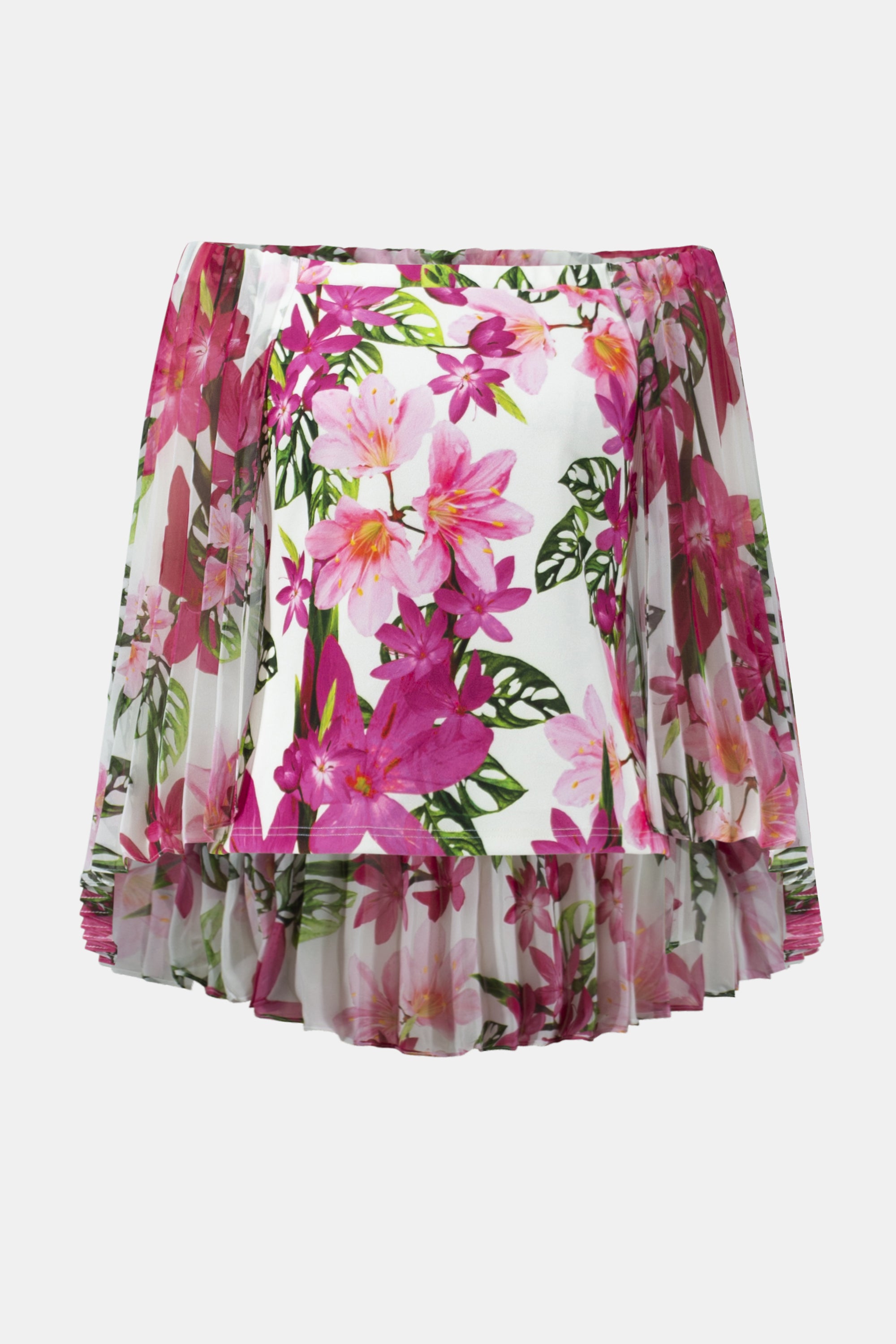 Joseph Ribkoff Floral Print Chiffon Off-the-Shoulder Top
