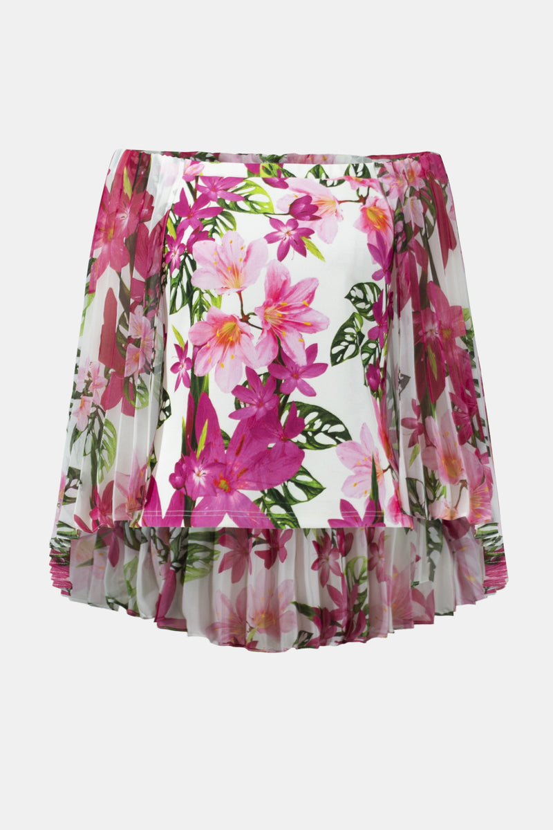 Joseph Ribkoff Floral Print Chiffon Off-the-Shoulder Top