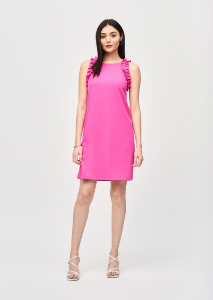 Sofia - Joseph Ribkoff Ultra Pink Scuba Crepe Sleeveless Straight Dress