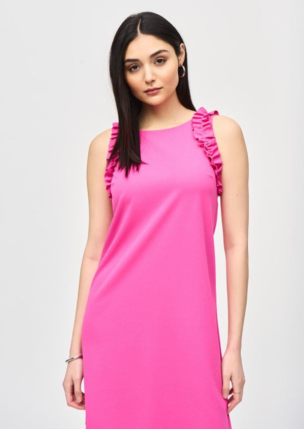 Sofia - Joseph Ribkoff Ultra Pink Scuba Crepe Sleeveless Straight Dress