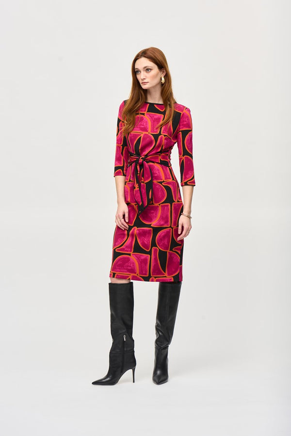 (PREORDER) Rosie - Joseph Ribkoff Silky Knit Abstract Print Sheath Dress