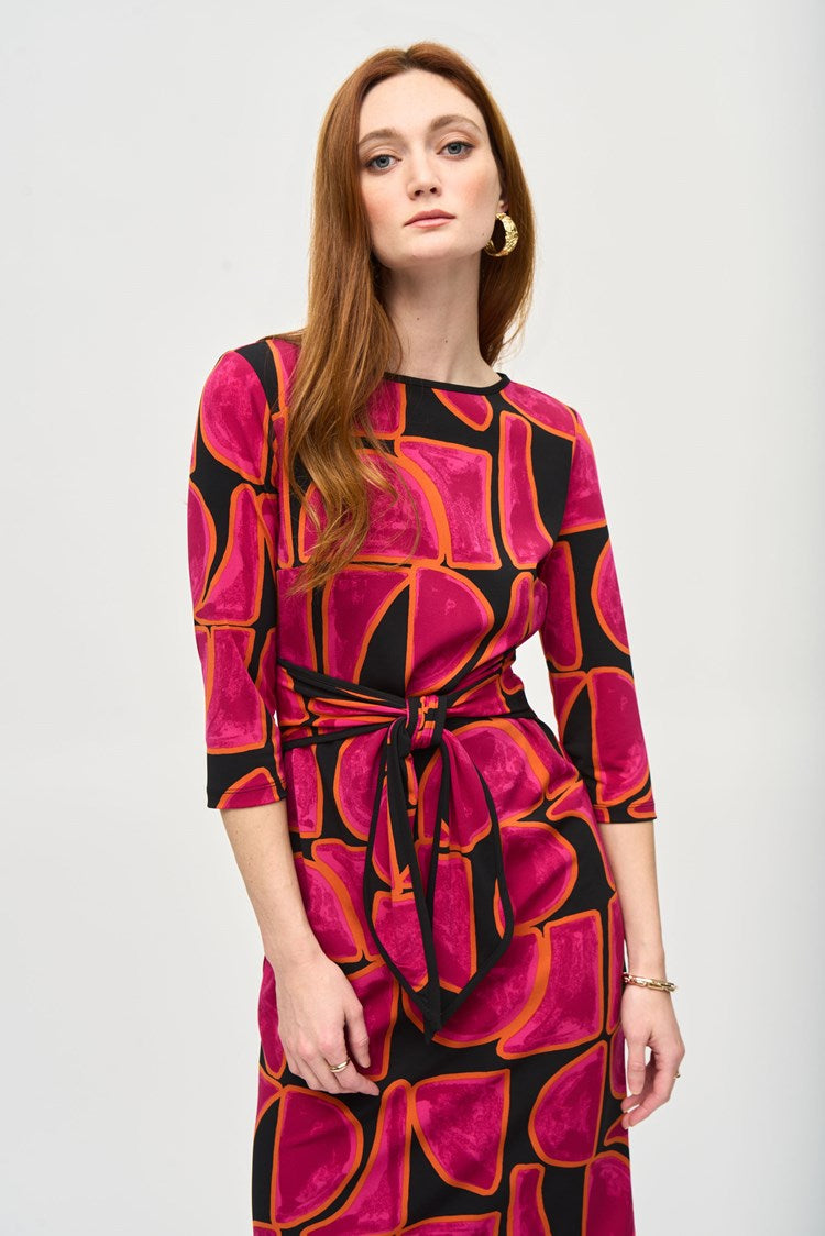 Rosie - Joseph Ribkoff Silky Knit Abstract Print Sheath Dress(PREORDER)