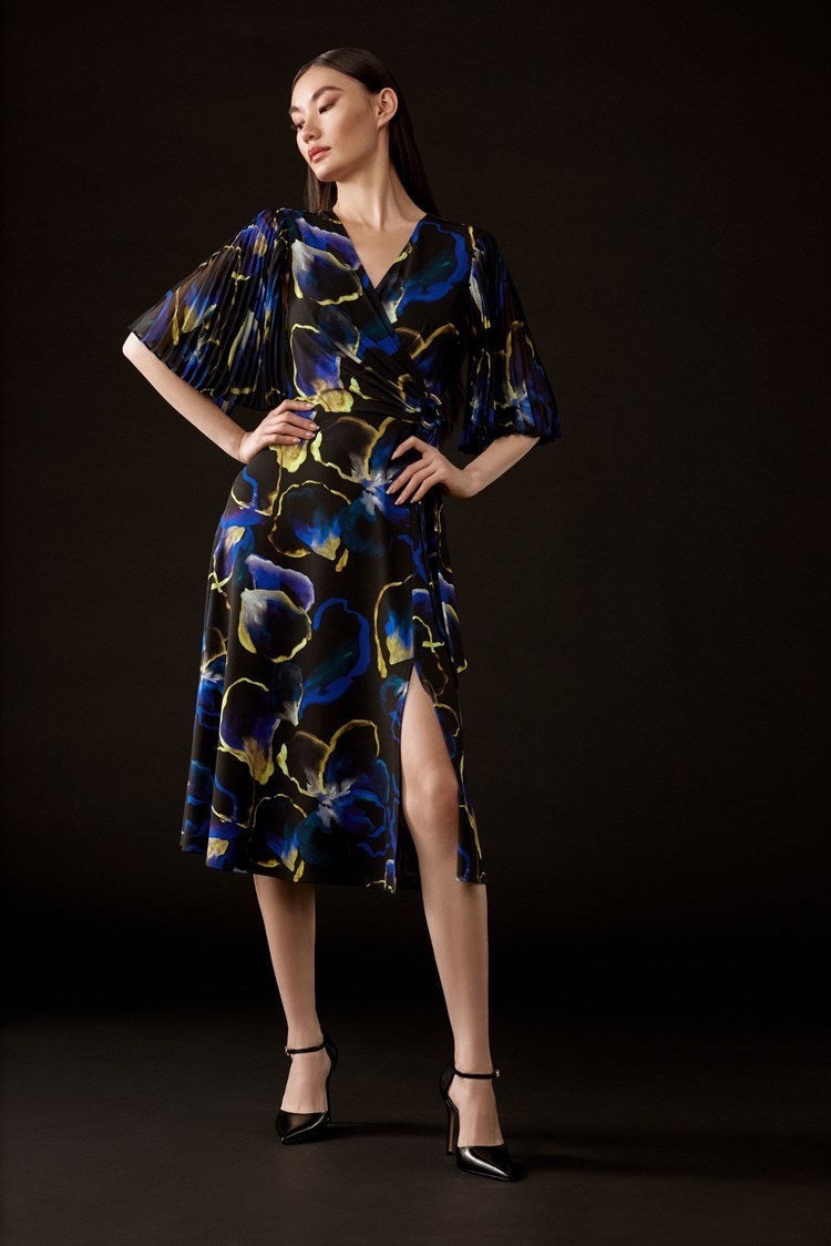 Honey - Joseph Ribkoff Silky Knit And Chiffon Floral Print Dress(PREORDER)