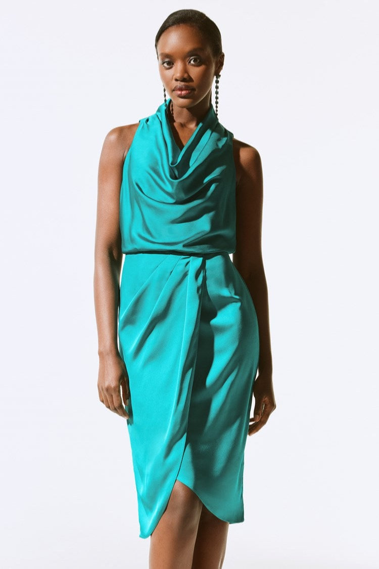 Skye - Joseph Ribkoff Satin Sleeveless Sheath Dress(PREORDER)