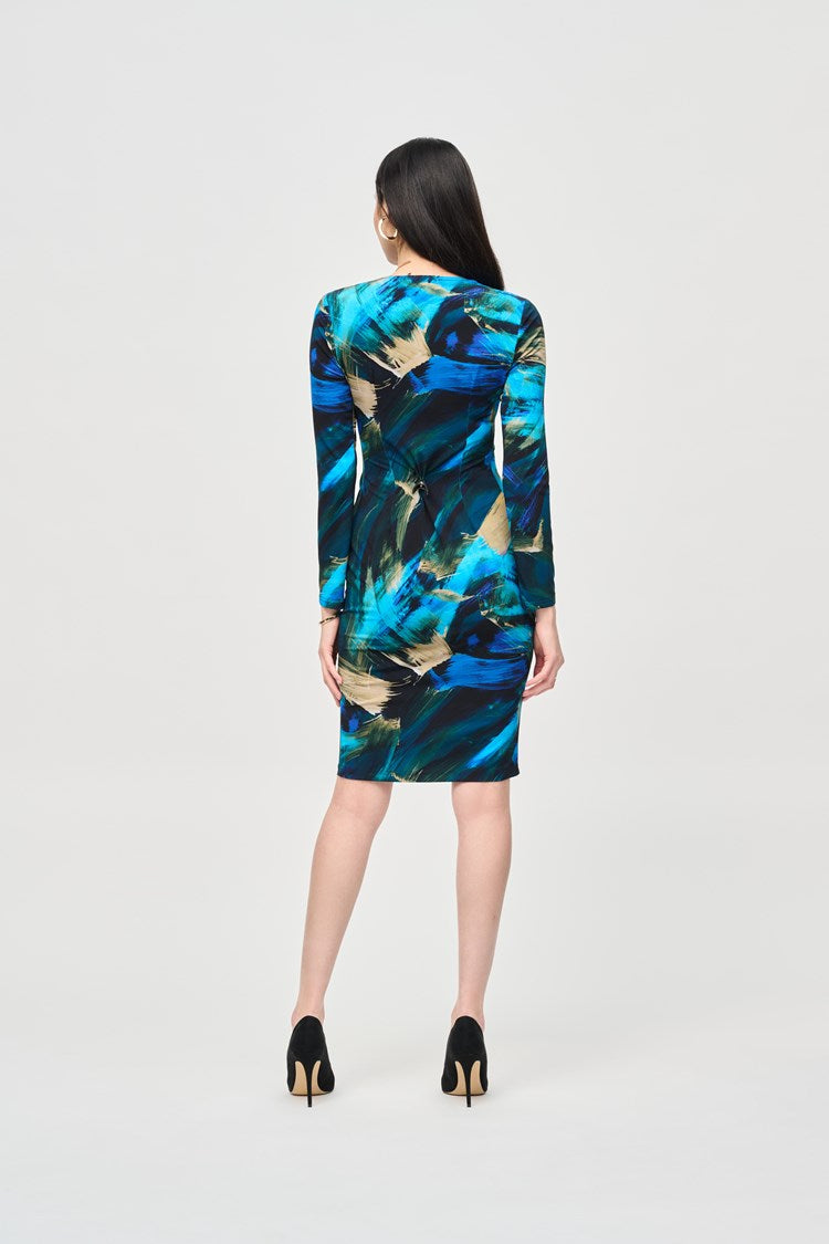 Monica - Joseph Ribkoff Silky Knit Abstract Print Wrap Dress(PREORDER)