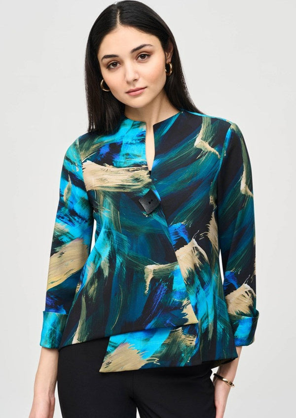 Bea - Joseph Ribkoff Silky Knit Abstract Print Swing Jacket