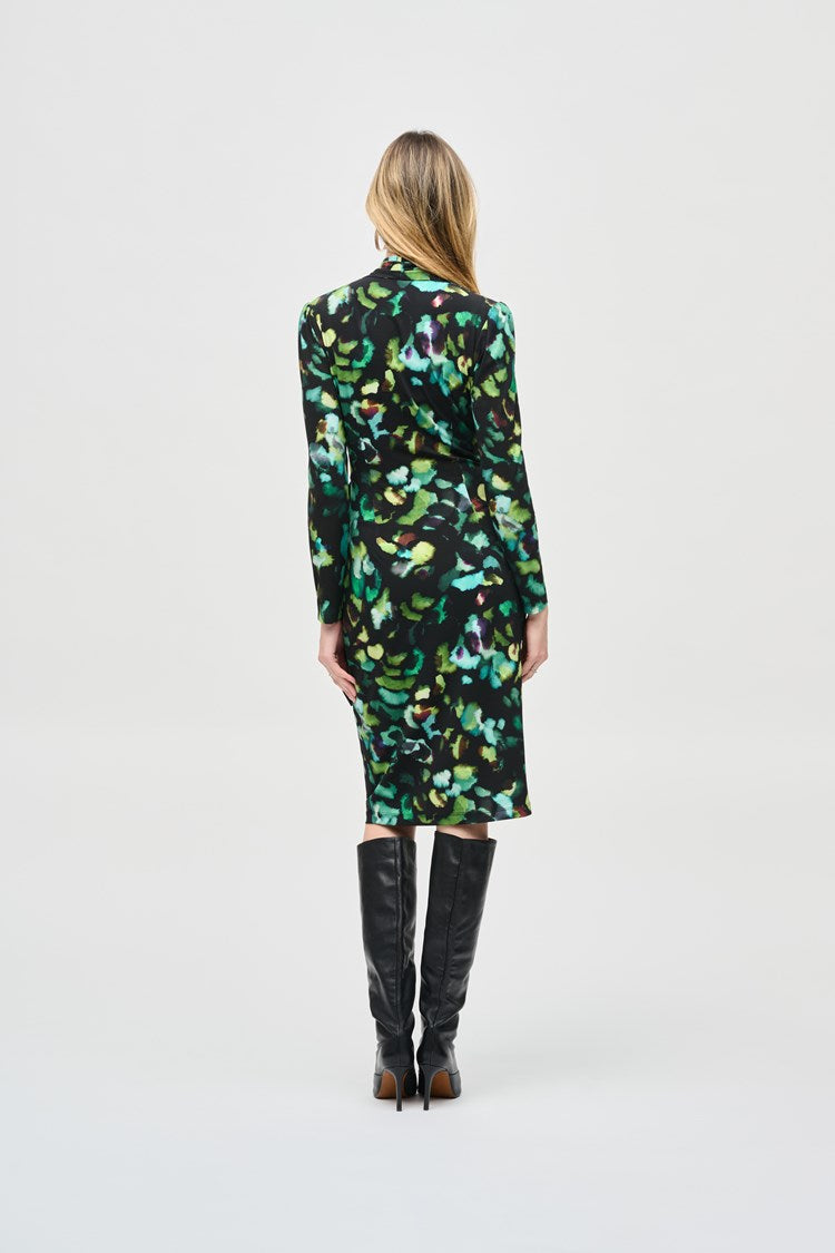 Joseph Ribkoff Silky Knit Abstract Print Wrap Dress