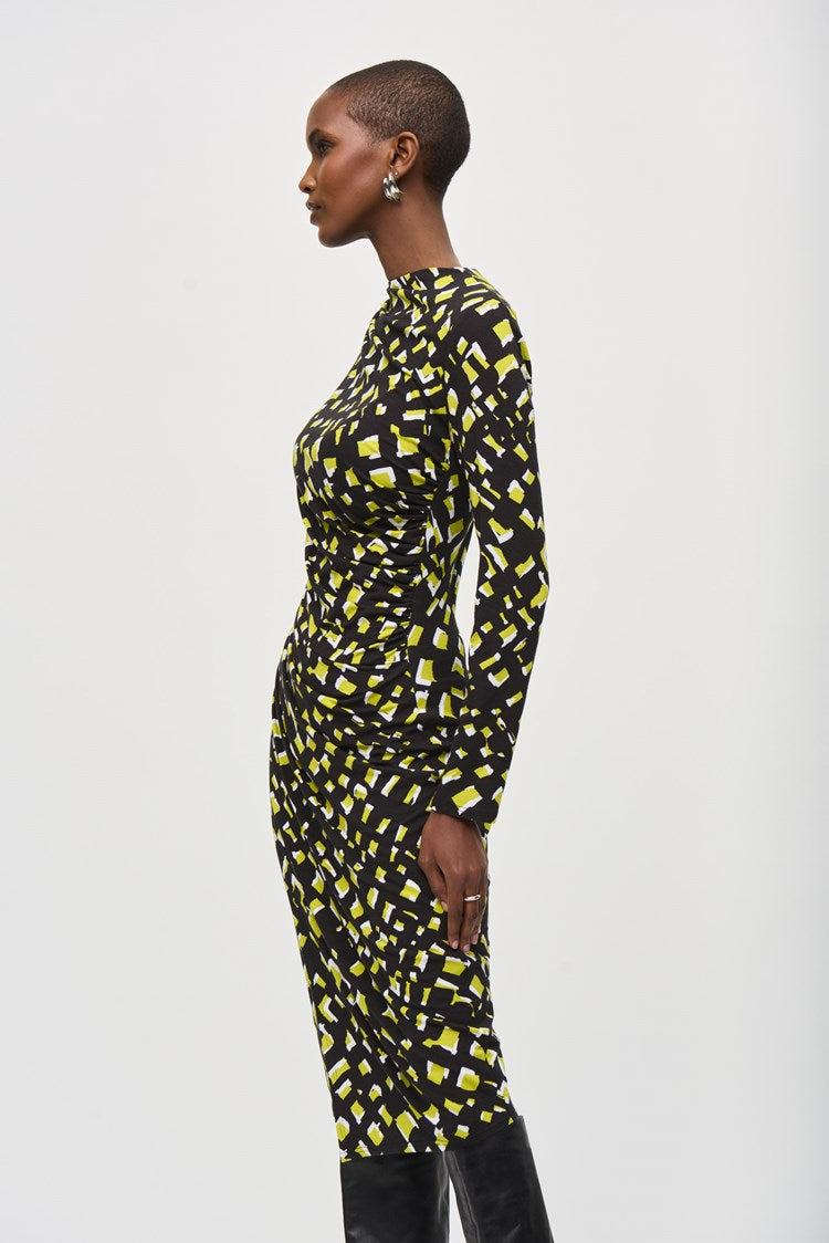 Janet - Joseph Ribkoff Rayon Jersey Abstract Print Sheath Dress(PREORDER)