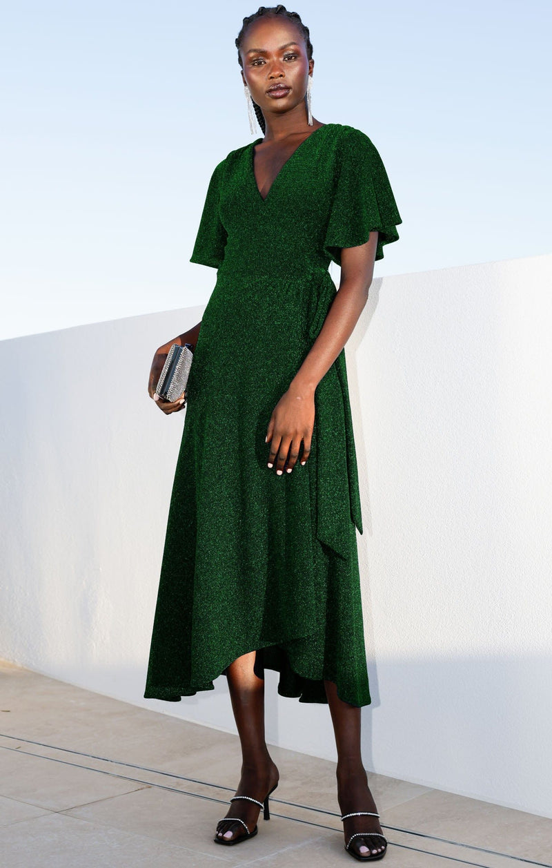 Vienna - Sacha Drake Emerald Stargaze Wrap Midi Dress