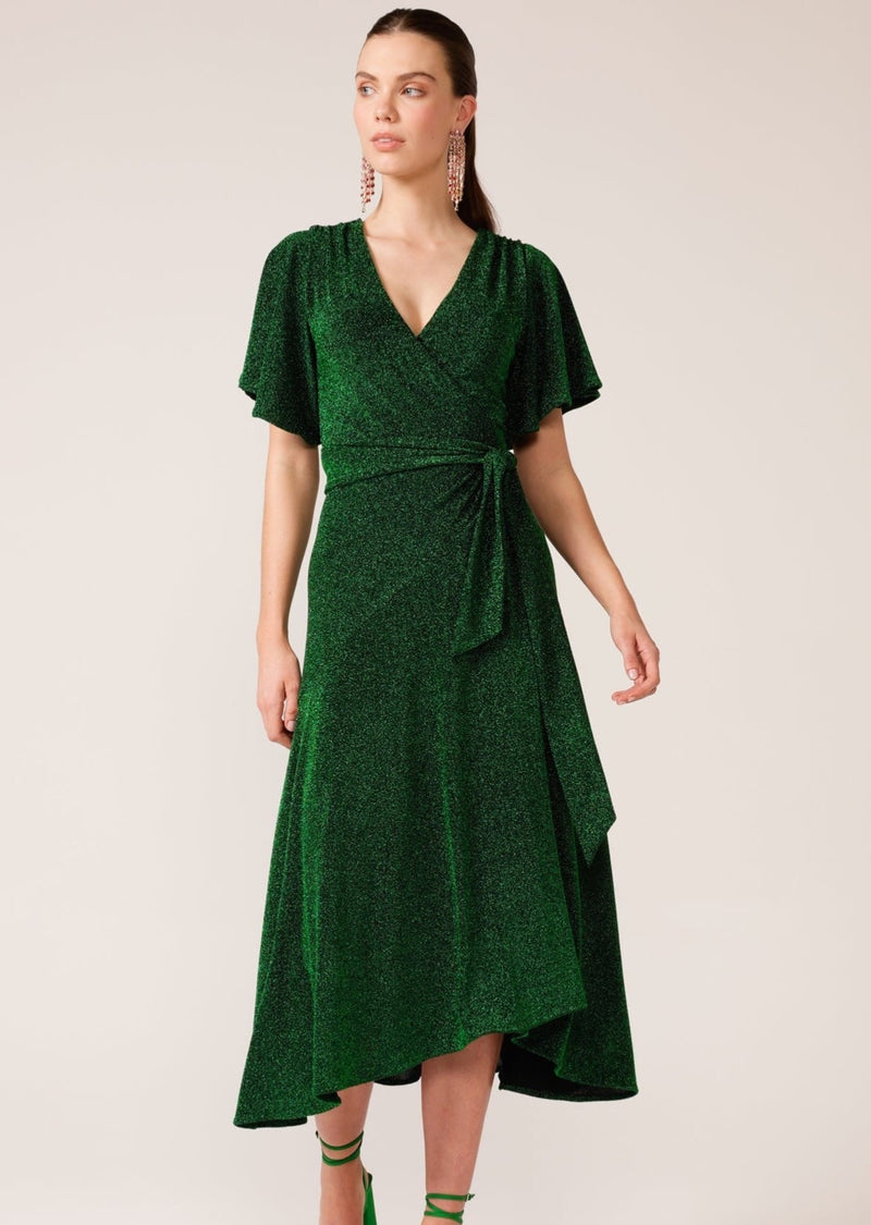 Vienna - Sacha Drake Emerald Stargaze Wrap Midi Dress