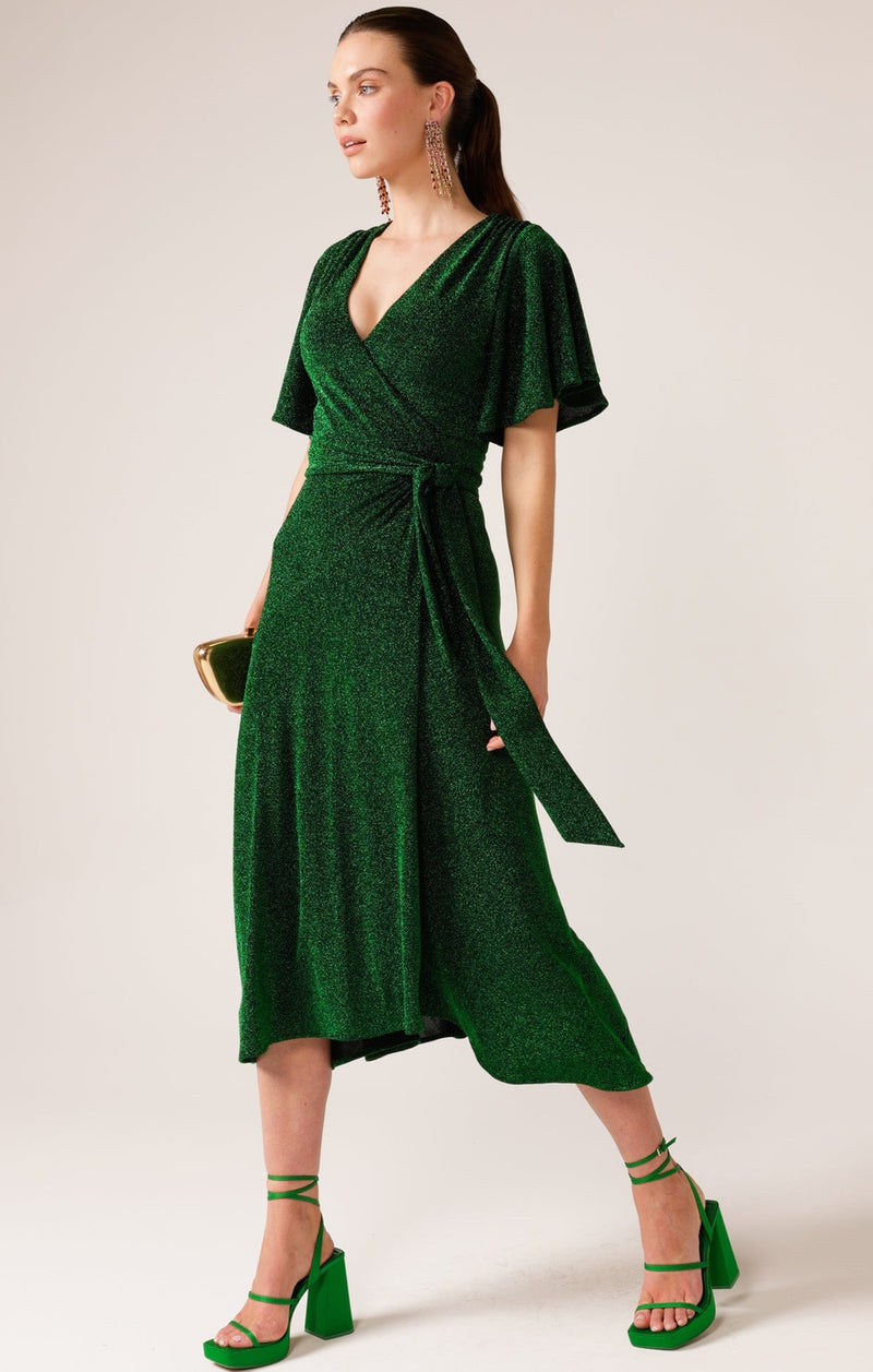 Vienna - Sacha Drake Emerald Stargaze Wrap Midi Dress