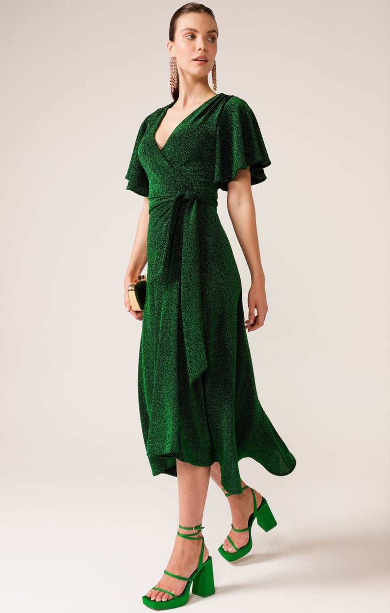 Vienna - Sacha Drake Emerald Stargaze Wrap Midi Dress