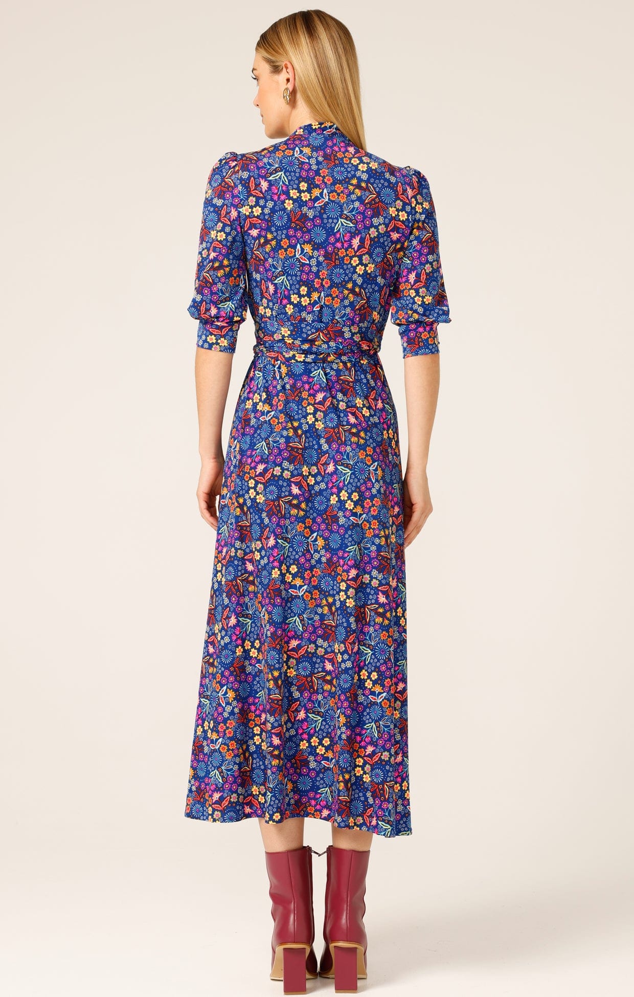 Sacha Drake Sapphire Flame Wrap Midi Dress