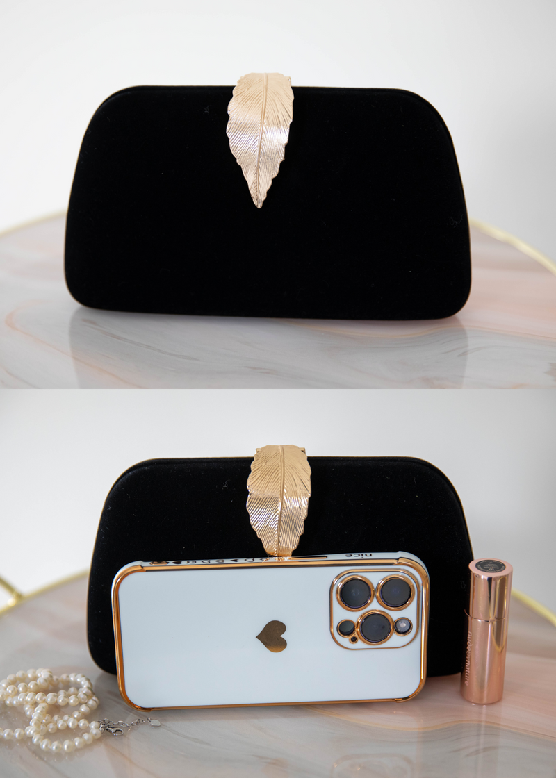 Gold and Black Velvet Evening Clutch Bag Diana s Closet