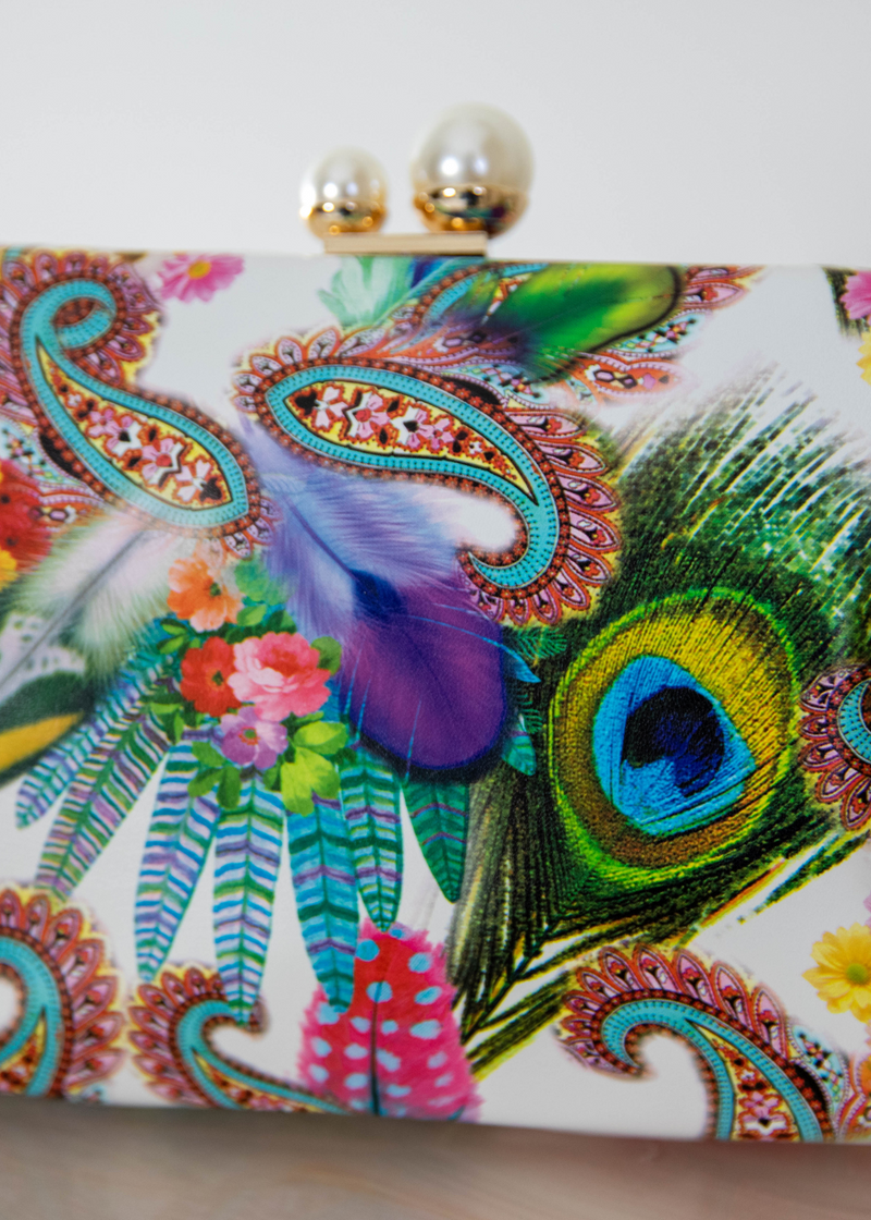 Peacock Feather Evening Clutch Bag