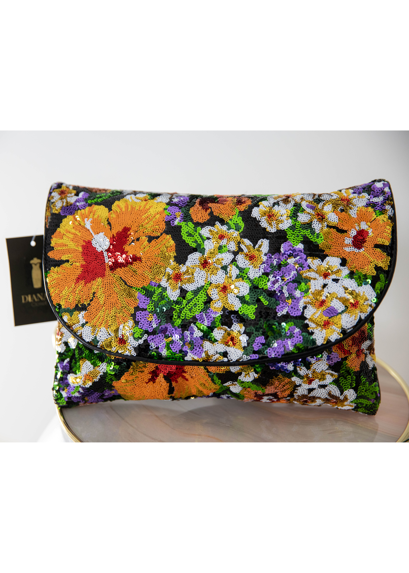 Floral Sequin Clutch Bag