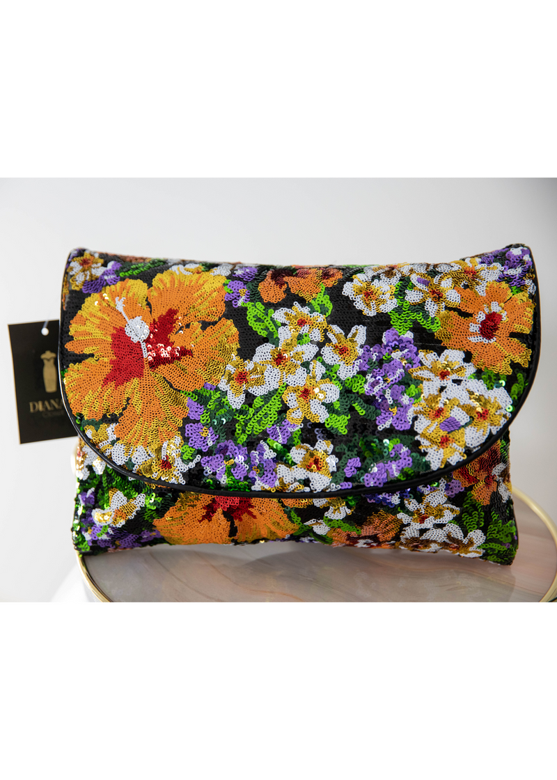 Floral Sequin Clutch Bag