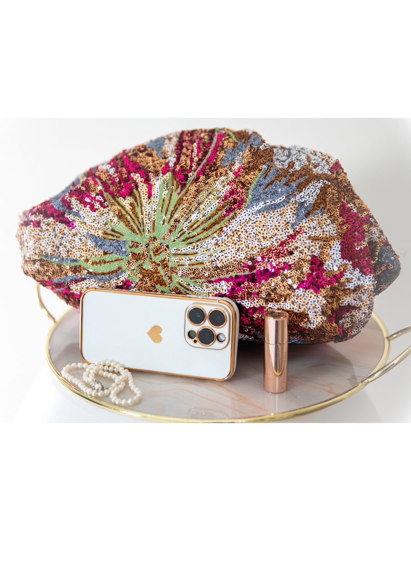 Fuchsia Pink Sequin Clutch bag