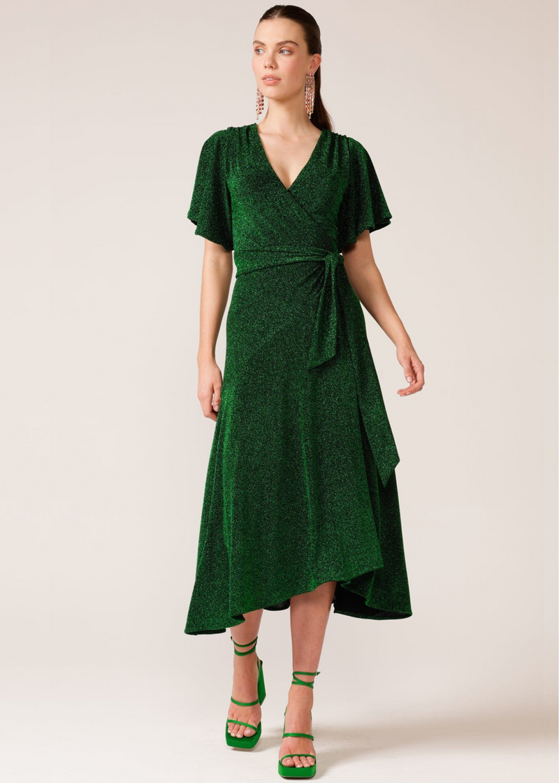 Vienna - Sacha Drake Emerald Stargaze Wrap Midi Dress