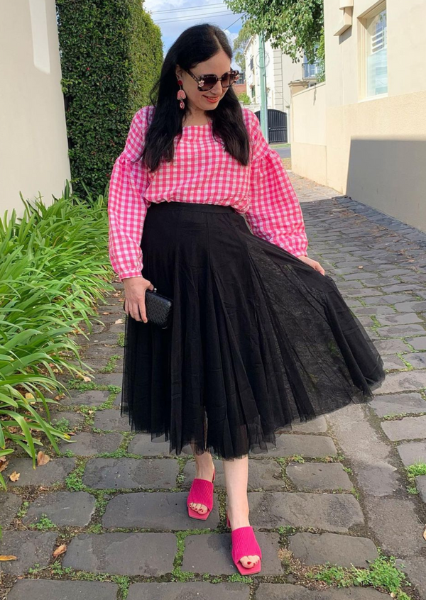 Ana Tulle Swing A- line Skirt - Black