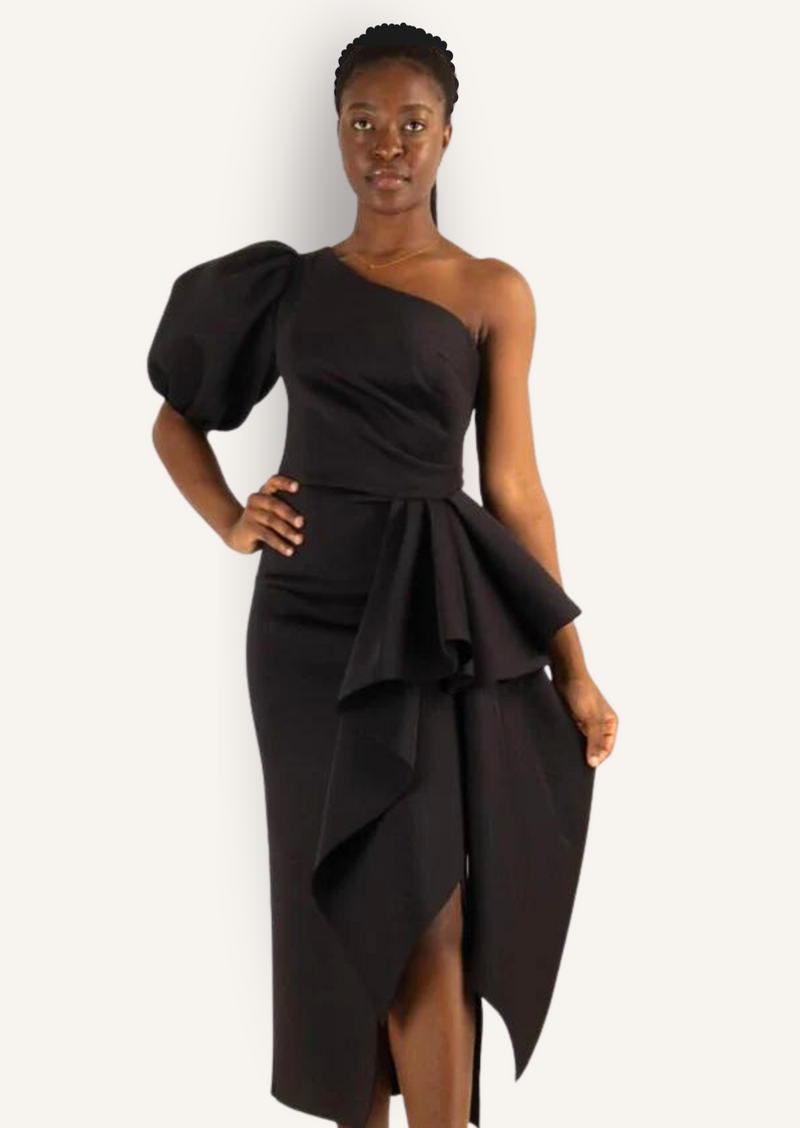 Quinn Black One Shoulder Dress