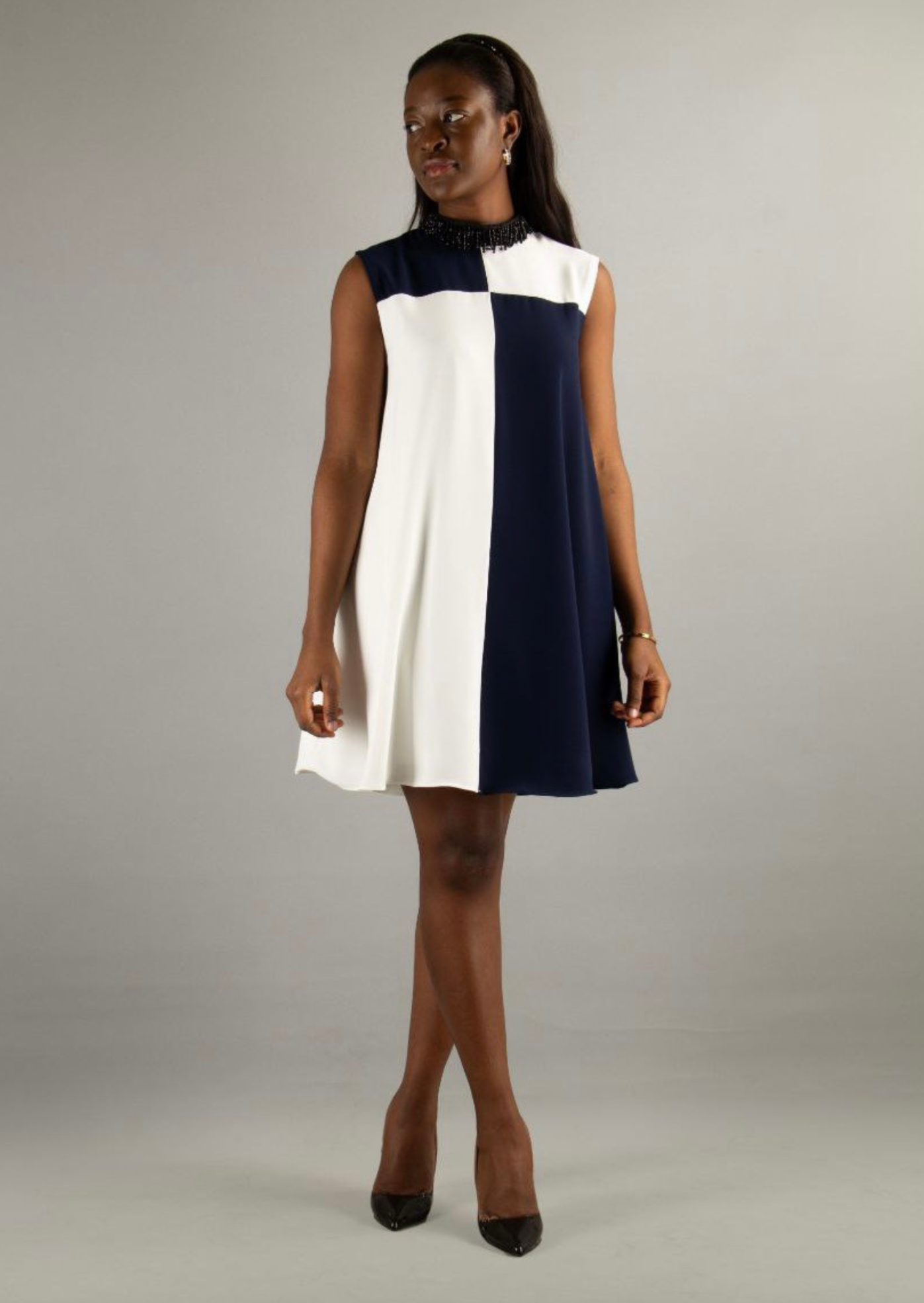 Layla Blue and White Contrast Dress