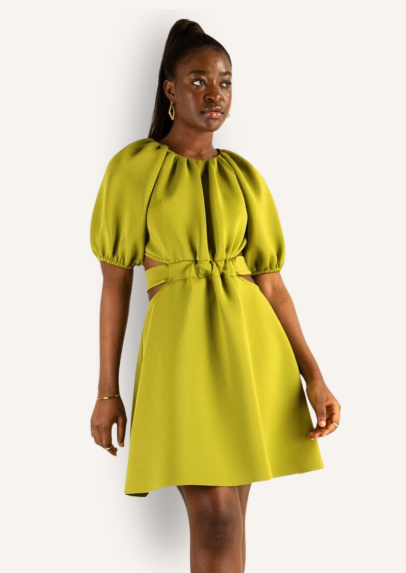 Olive Green Mini Tie Back Dress