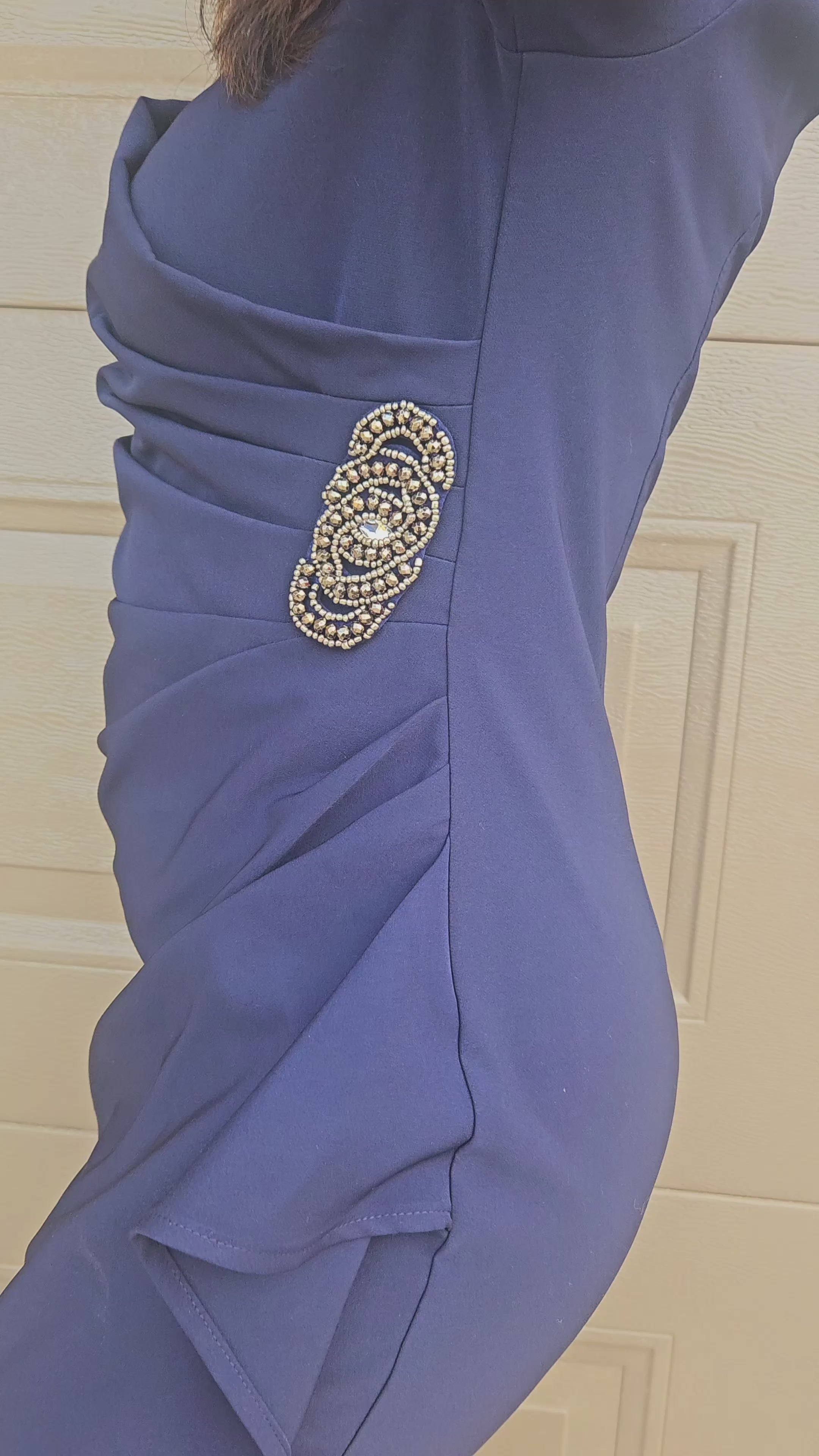 Lara - Joseph Ribkoff Navy Blue Lux Twill Wrap Dress