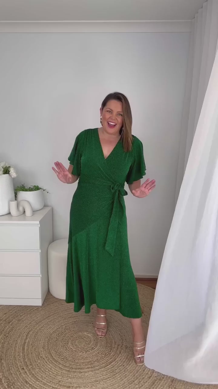 Vienna - Sacha Drake Emerald Stargaze Wrap Midi Dress