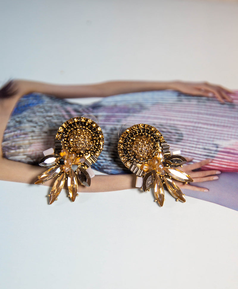 Brown Rhinestone Drop Earrings