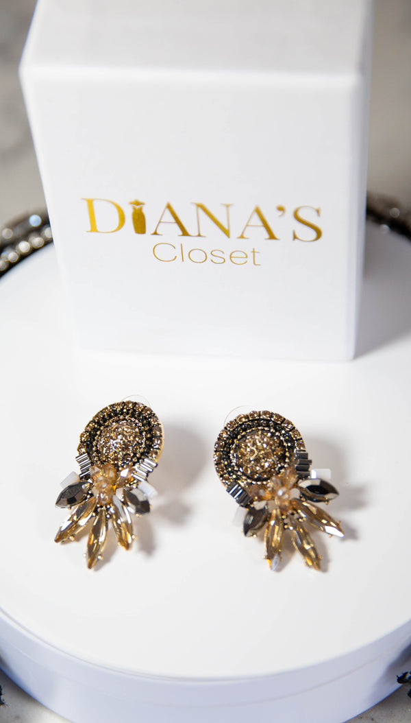 Brown Rhinestone Drop Earrings