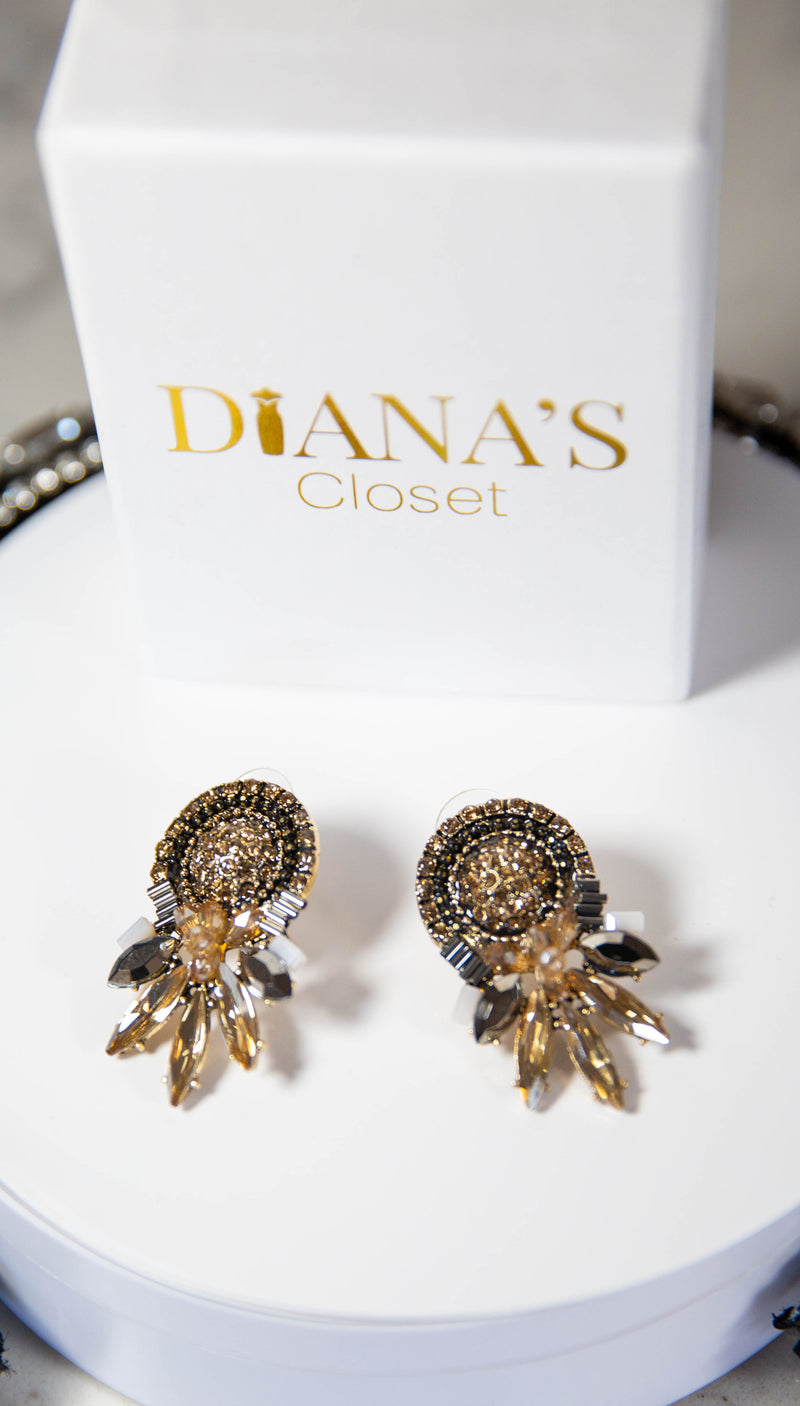 Brown Rhinestone Drop Earrings