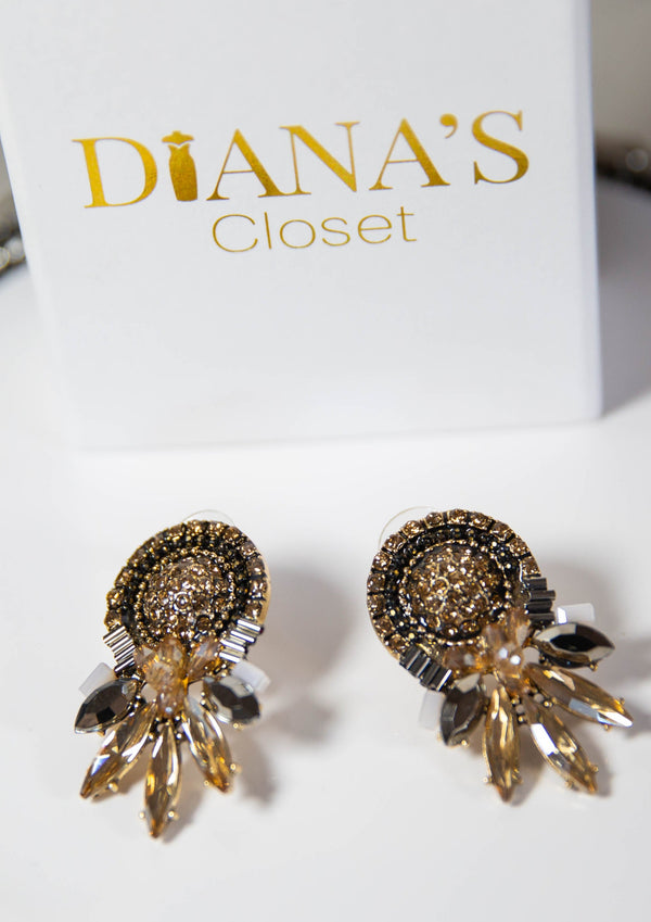 Brown Rhinestone Drop Earrings