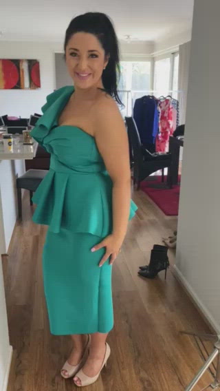 Jackie Turquoise One Shoulder Dress