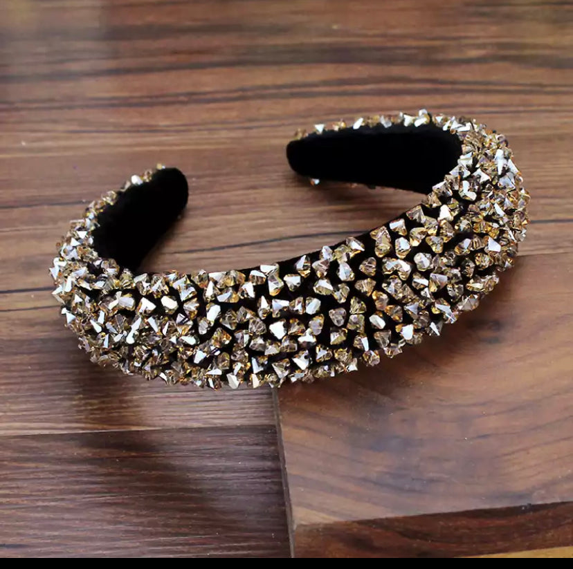 Luxury Crystal Pearl Sparkly Headband - Gold