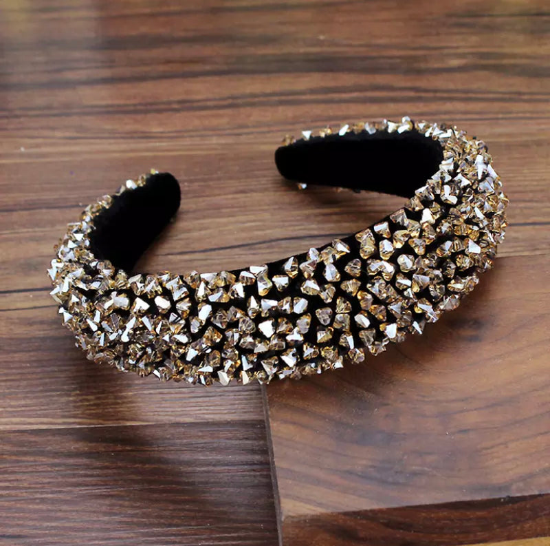 Luxury Crystal Pearl Sparkly Headband - Gold