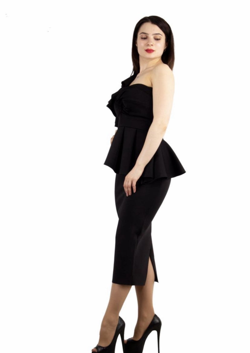 Jasmin Black One Shoulder Dress (PREORDER)