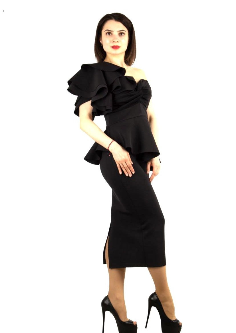 Jasmin Black One Shoulder Dress