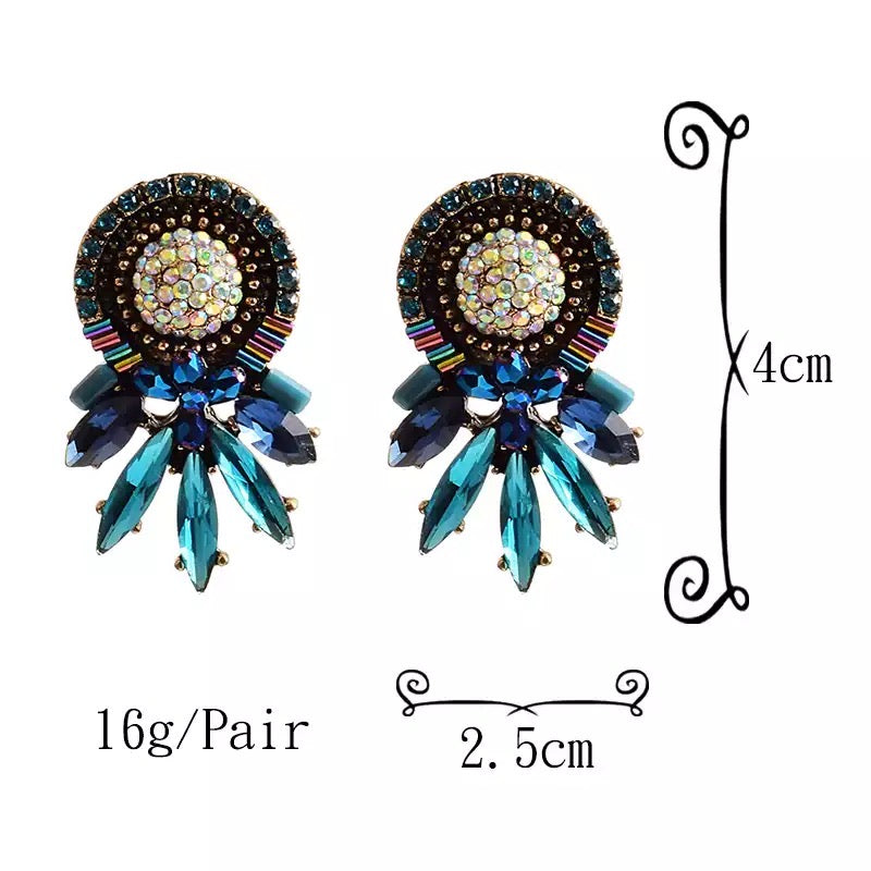 Black Rhine stone Drop Earrings