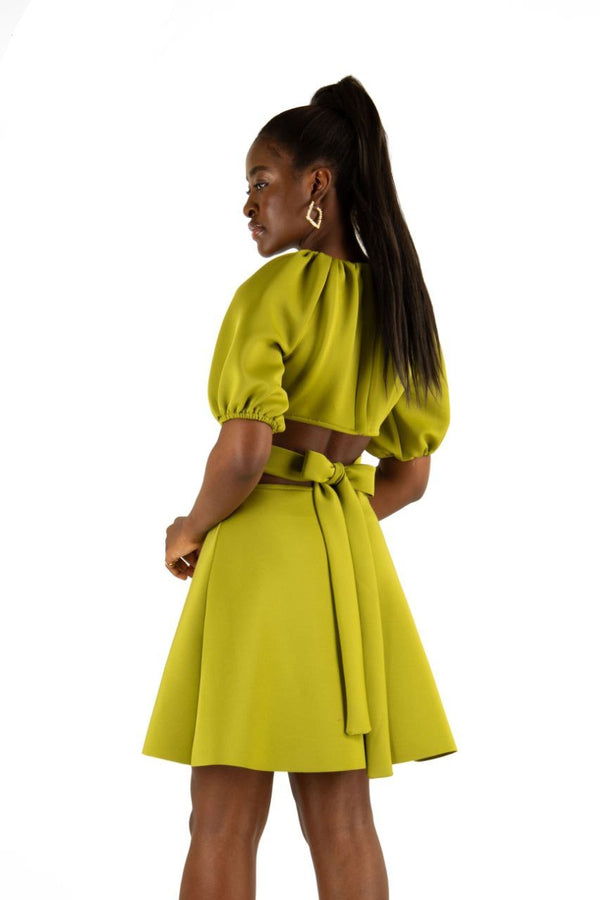 Olive Green Mini Tie Back Dress