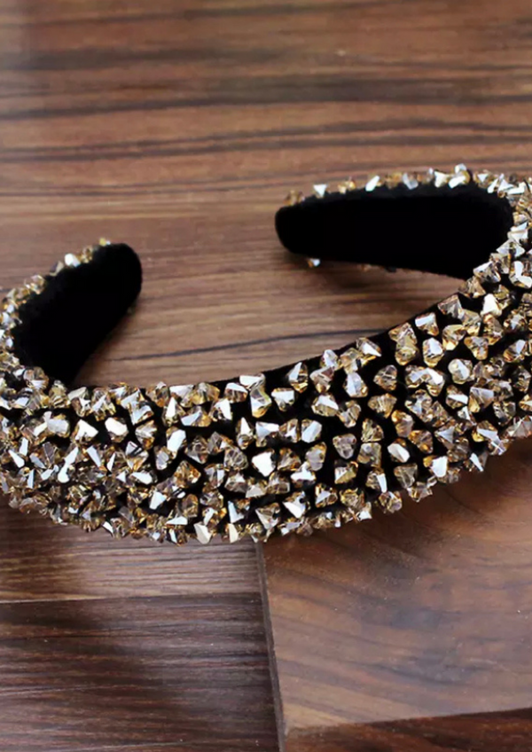 Luxury Crystal Pearl Sparkly Headband - Gold