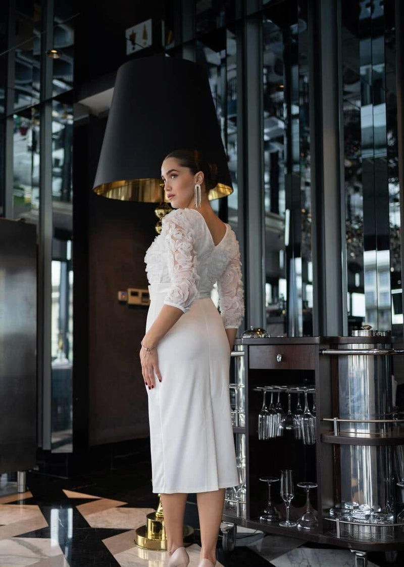 White lace peplum dress hotsell